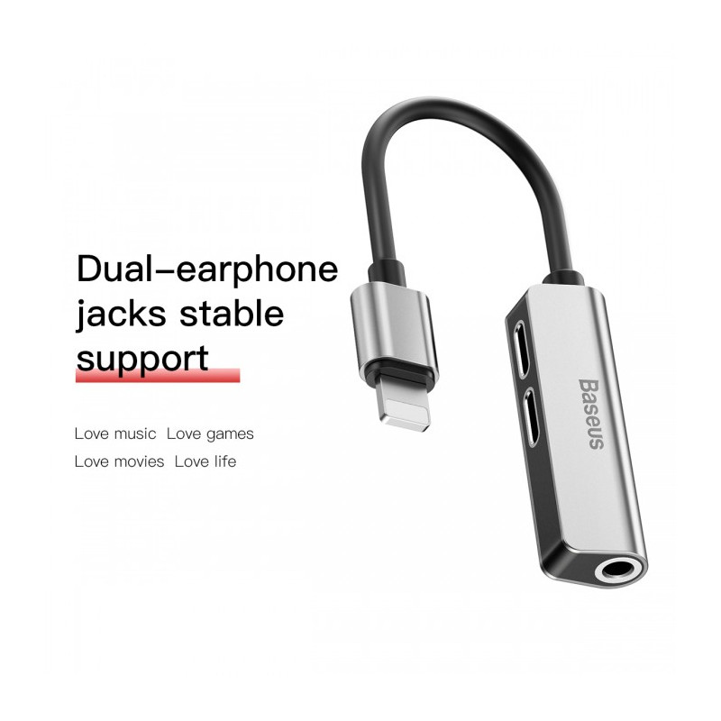 Converter lightning to 3.5 mm jack 3 in 1