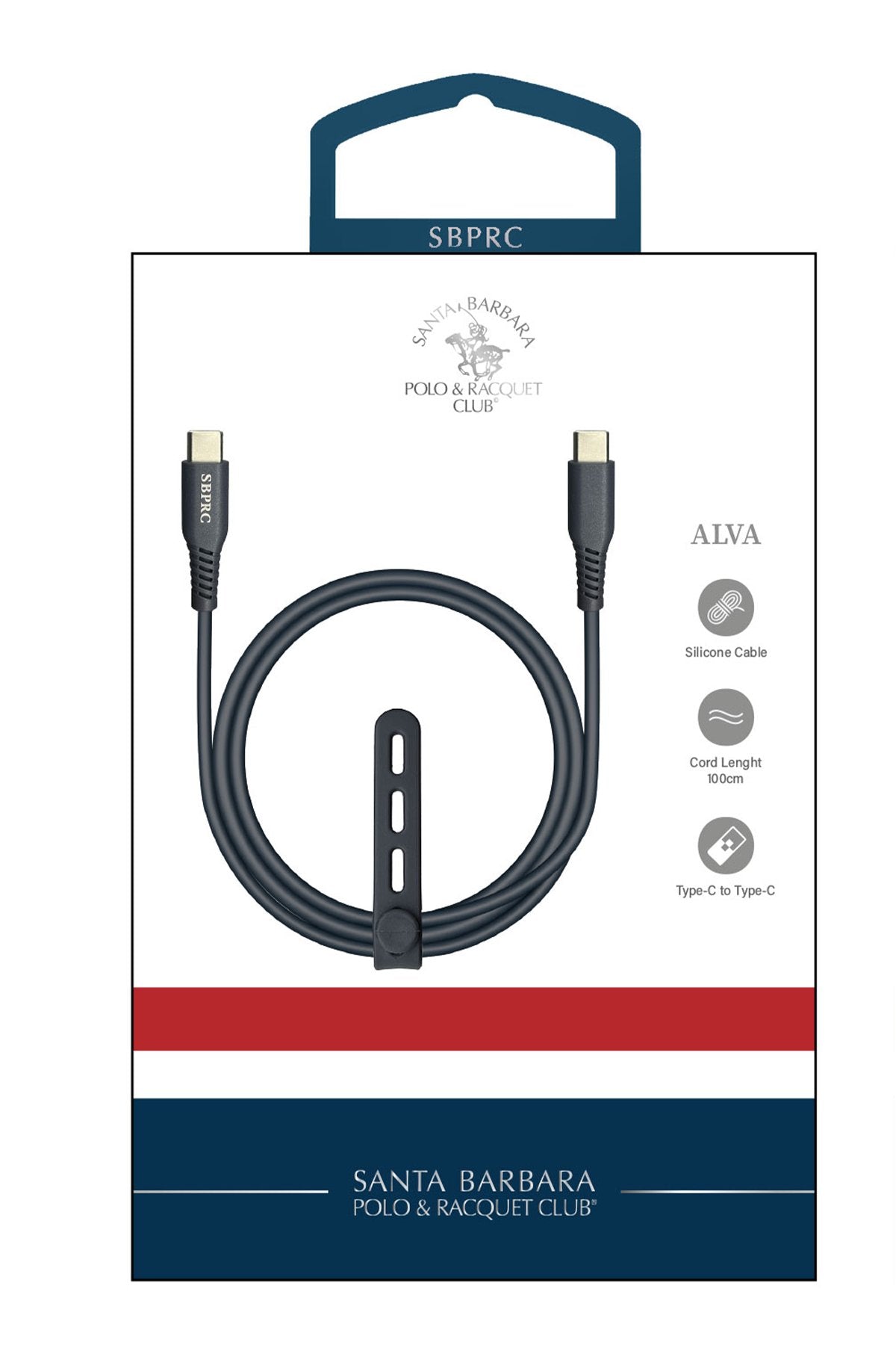 Santa Barbara Polo Racquet Club Alva – Câble de charge et de données Type-C vers Type-C PD 60W