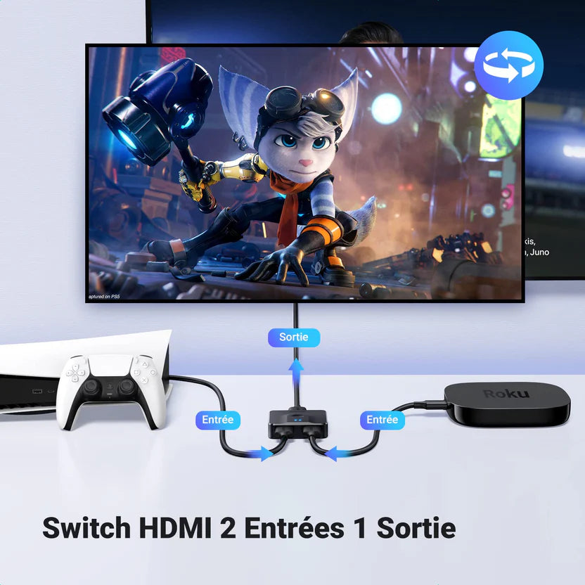 Commutateur HDMI Ugreen 1 entrée 2 sorties (50966)