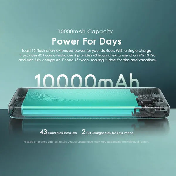 Oraimo Toast 15 Flash 10000mAh Fast Charging Power Bank