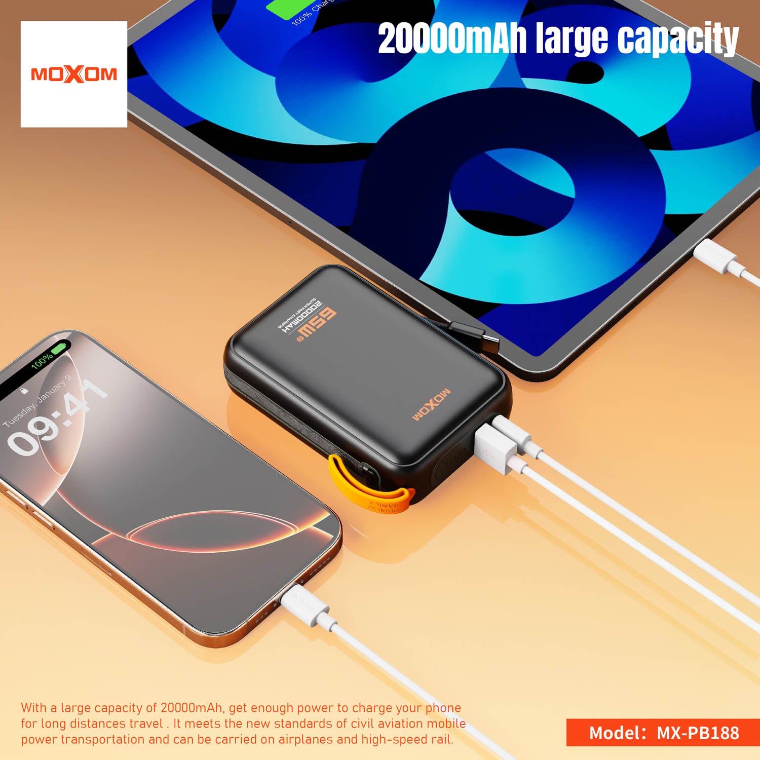 Power Bank MOXOM MX-PB188  65W
