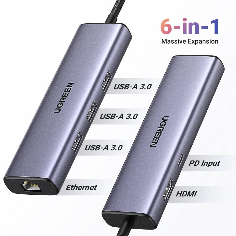 HUB Ugreen USB-C 6 in 1 (CM512)